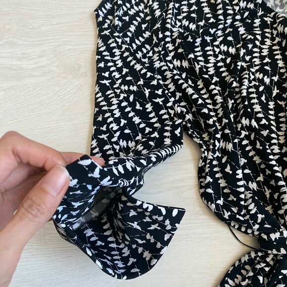 Brooks Brothers Bird Print Surplice Faux Wrap V neck Shirt Dress Sz S Career - Picture 10 of 12